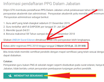 rekan guru indonesia yang ingin mendaftar PPG tahun  Batas Registrasi PPG 2 Maret 2018