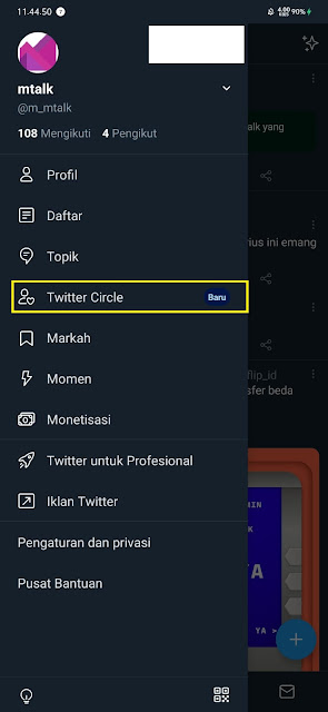 cara mencari Twitter Circle di HP