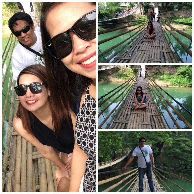 At Bamboo Hanging Bridge in Bohol Philippines