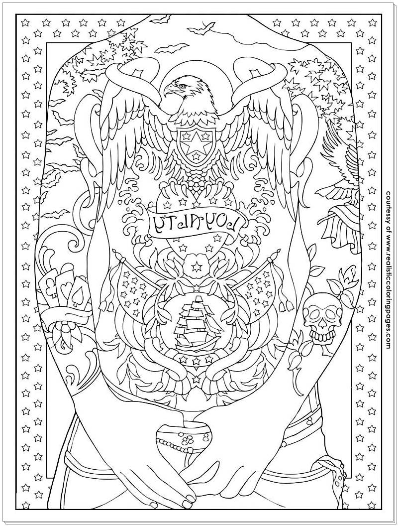 Download 8 Tattoo Design Adults Coloring Pages | Realistic Coloring Pages