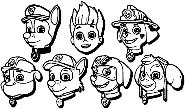 Personajes de paw patrol para colorear y pintar 