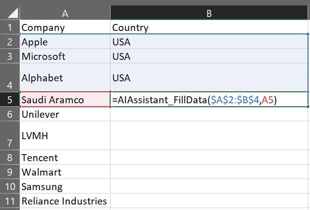 Fill Missing Data in Excel using ChatGPT