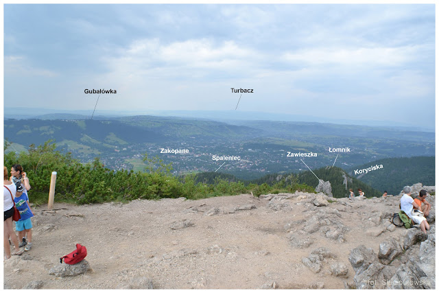 Widok z Sarniej Skały - opisana panorama