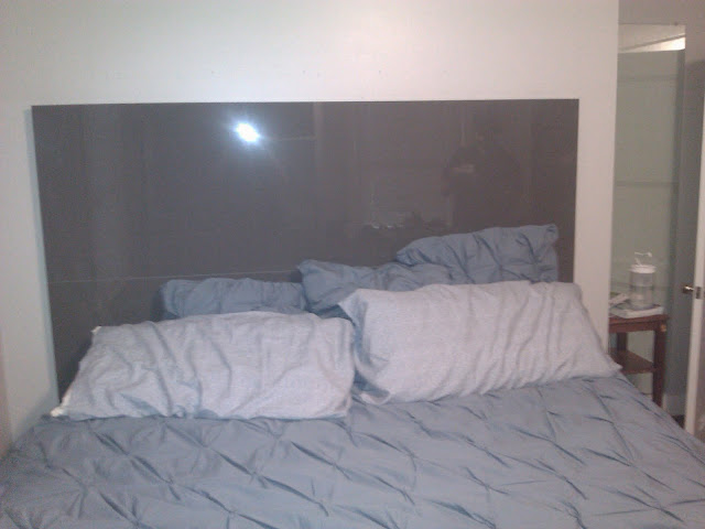 Ikea Floating Headboard from Kitchen cover panels