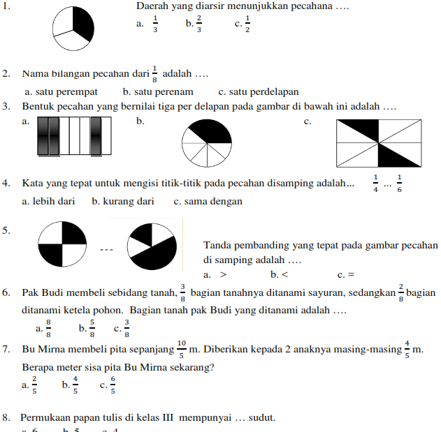 Download Soal Soal UKK Matematika Kelas 1 2 3 4 5 KTSP 