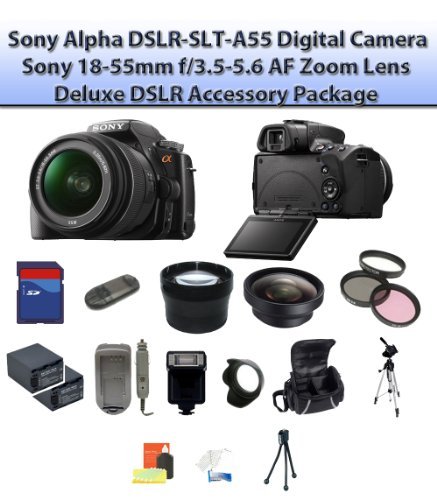 Sony Alpha DSLR-SLT-A55 A55 Digital Camera W/18-55mm Lens + Deluxe 16GB DSLR Accessory Package