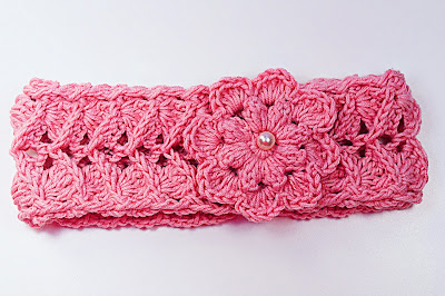 4 - Crochet IMAGEN Cinta para la cabeza rosa a crochet muy fácil y sencillo. MAJOVEL CROCHET