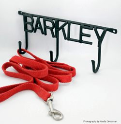 custom leash holder with pet's name