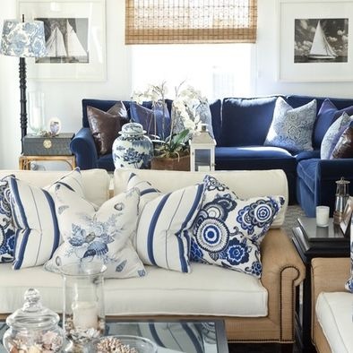 Blue white living room