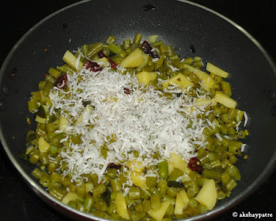 coocnut added to make Farasbi batata bhaji