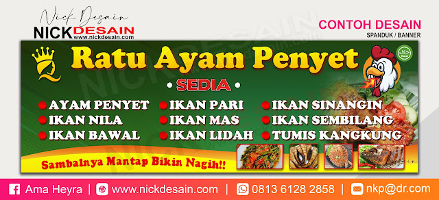 Contoh Desain Spanduk Ayam Penyet  Warna  Hijau Kuning - Percetakan Tanjungbalai Nick Desain