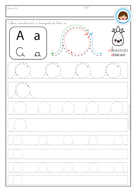 Vogal A Cursiva Minúscula. Aprimore as habilidades de escrita das crianças com nossas novas atividades das vogais em letra cursiva para a Educação Infantil. Com opções para baixar, essas atividades são uma maneira eficaz de ajudar os pequenos a dominar a escrita cursiva das vogais.  Proporcione às crianças uma experiência de aprendizado prática e divertida com nossas novas atividades das vogais em letra cursiva para a Educação Infantil. Baixe esses recursos e ajude as crianças a desenvolverem habilidades fundamentais de escrita.