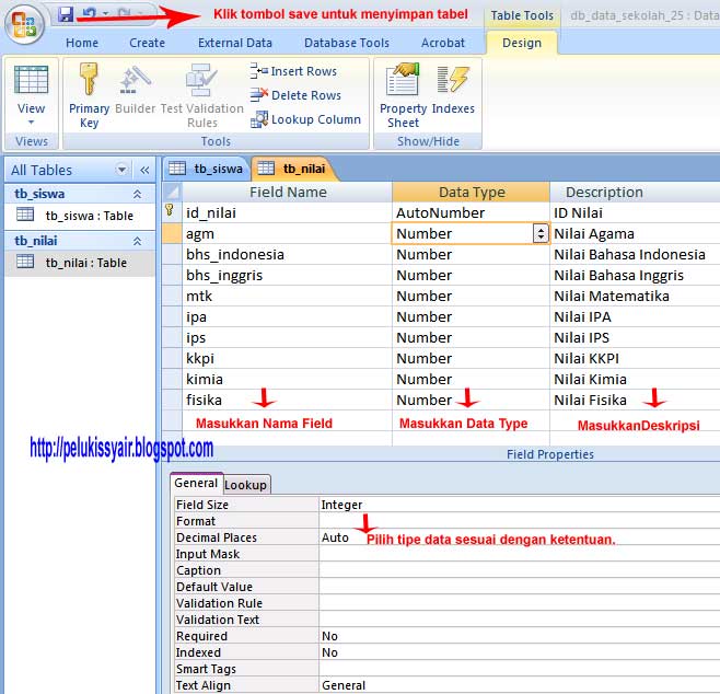 Tutorial Membuat File Database Sekolah 2013 - Pelukis Syair