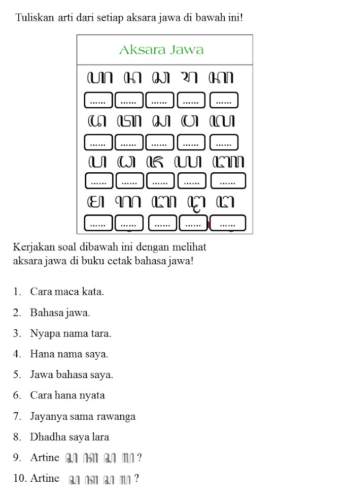 Soal Aksara Jawa Kelas 11 : Contoh Soal Bahasa Jawa Dan Jawabannya Kelas 11 - Bali Teacher / Bapak maca koran ing teras omah.