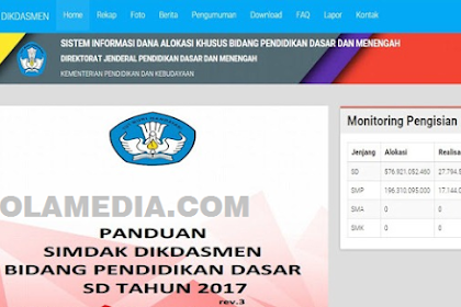 Panduan Simdak Dikdasmen Bidang Pendidikan Dasar Sd Tahun 2017 Rev.3