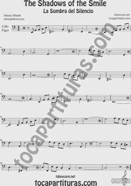 The Shadows of Your Smile Partitura de Violonchelo y Fagot Sheet Music for Cello and Bassoon Music Scores La Sombra de tu Sonrisa