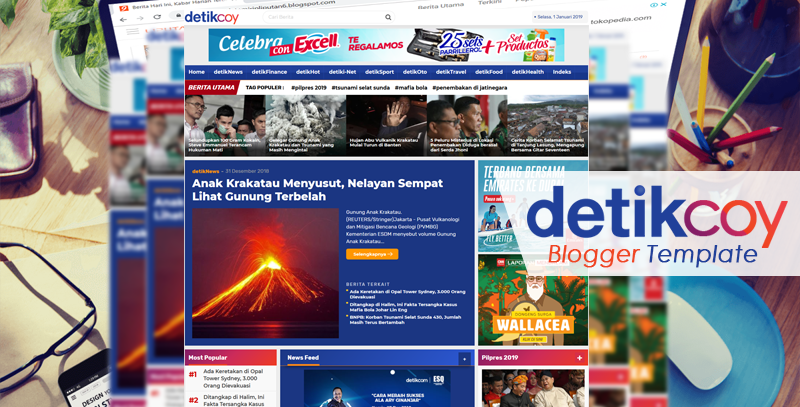 Template News Berita Detikcoy Premium Free Download - Responsive Blogger Template