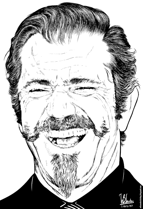 Ink drawing of Mel Gibson, using Krita 2.5.