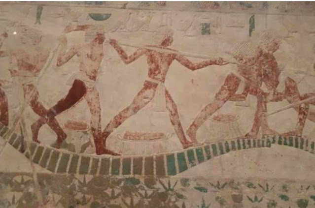 Фрагмент состязания рыбаков в Египетском музее