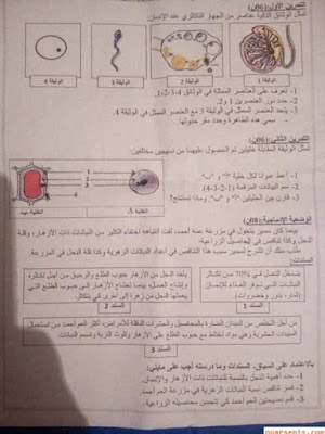 اختبارات الفصل الثاني في مادة العلوم الطبيعية للسنة الاولى  متوسط 2021