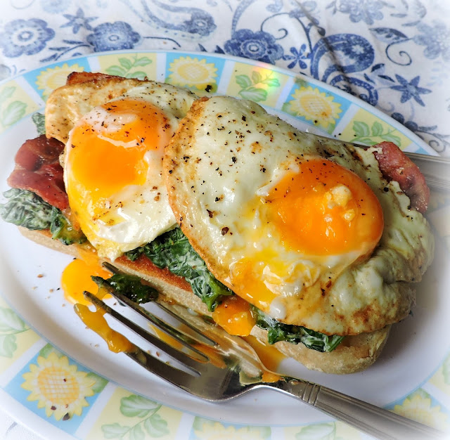 Bacon, Egg & Creamed Spinach on Toast