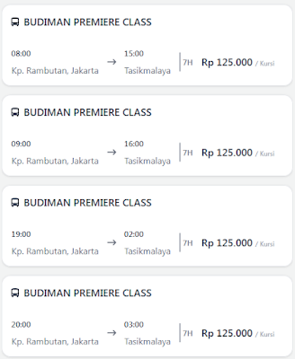 Harga Tiket Bus Budiman Jakarta Tasikmalaya