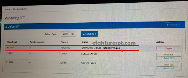 Efaktur Web Based Unknown Error Posting SPT