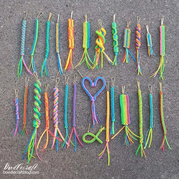 How to make boondoggle, scoubidou, Craftlace, gimp, lanyard, scoubi, scoobie,  color wraps, neckspressions, or rex-lace, plastic lace, lanyard, summer crafts, summer camp, how to make, how to finish off boondoggle keychains craft.