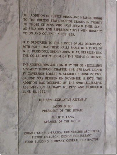 IMG_4867 Oregon State Capitol Addition Dedication Plaque in Salem, Oregon on December 22, 2006