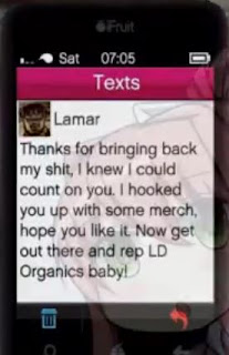 Lamar text and thanks you for bringing back all his LD Organics Products in GTA 5 Online