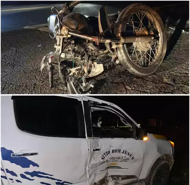 Colisão entre caminhonete e motocicleta deixa feridos, em Sete Barras