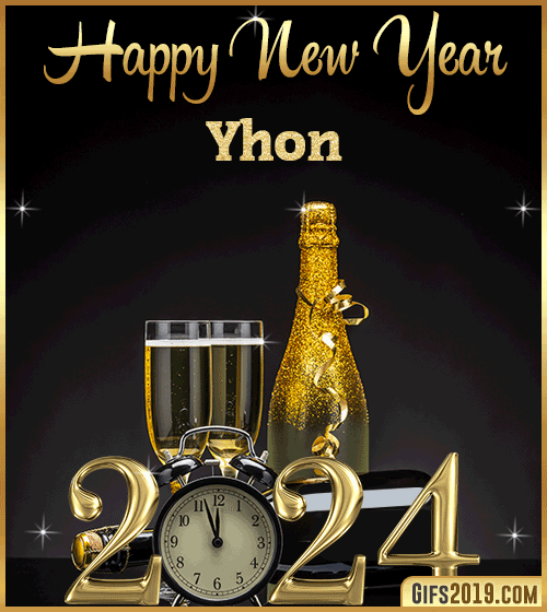 Champagne Bottles Glasses New Year 2024 gif for Yhon