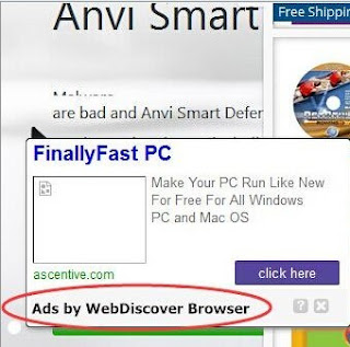 Ads by WebDiscover Browser screenshot