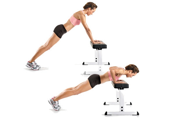 8 Simple No-Equipment Workouts At Home For Women!- Incline Push Ups