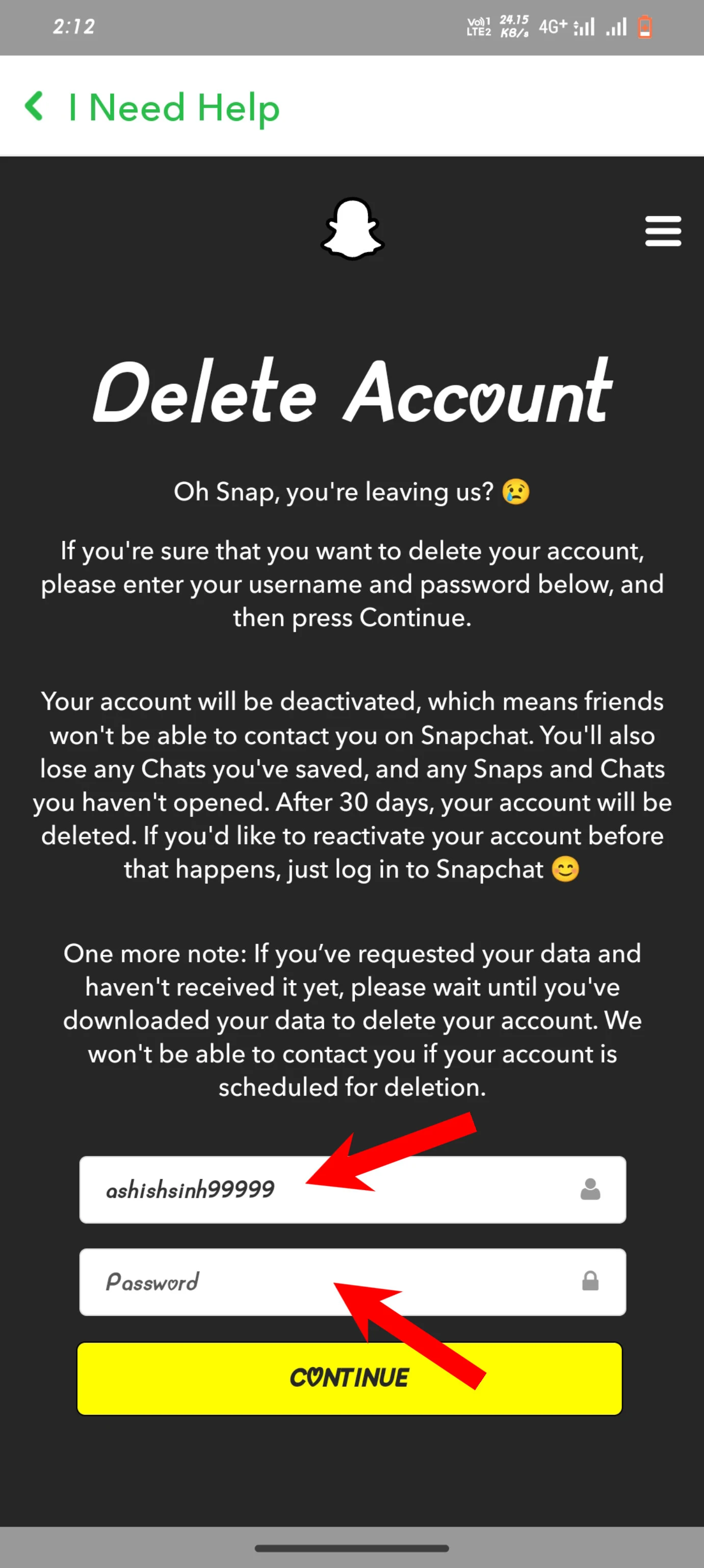 How to delete my snapchat account permanently