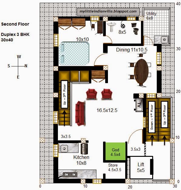 My Little Indian Villa 57 R50 2 Duplex 3BHK in 30x40 