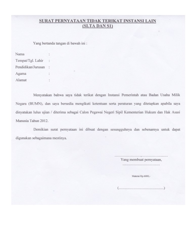 Contoh Surat Lamaran Kerja Instansi Pemerintah  Wisata 