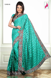 Reverse Jacquard  embroidered heavy border work sari-41 