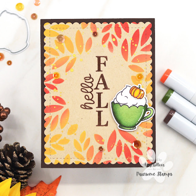 Coffee Besties Stamp and Die Set, Coffee Llama Stamp and Die Set, Fall Sign Stamp Set, Falling Leaves Spotlight Stencil, Autumn Breeze Sequin Mix by Pawsome Stamps #pawsomestamps #handmade