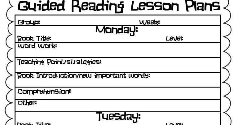Classroom Freebies: Guided Reading Lesson Plan Template
