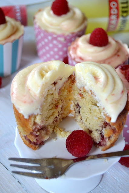 Limoncello and raspberry jam swirl cupcakes