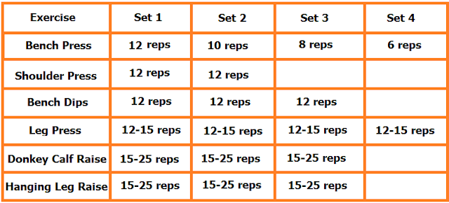 gym exercise chart for