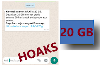 Hoaks hInternet Gratis 20 GB Selama 60 Hari