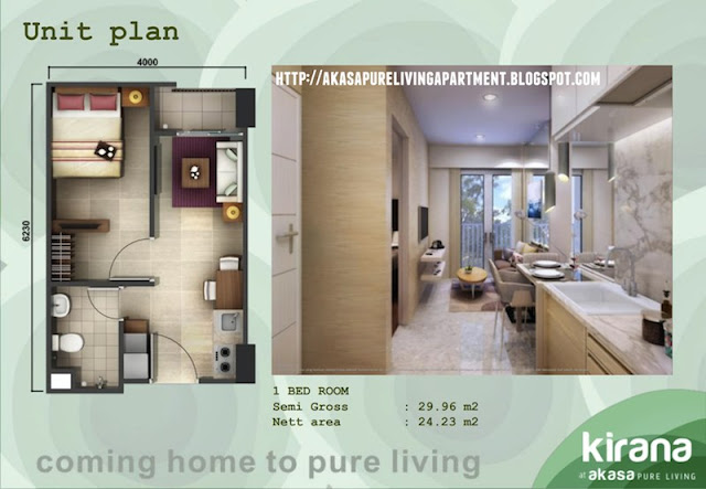 Tipe 1 BR Akasa Pure Living BSD Apartment Tower Kirana