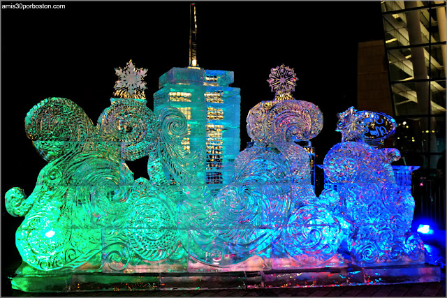 Escultura de Hielo de la First Night de Boston en el Prudential