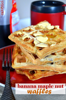 banana maple nut waffles