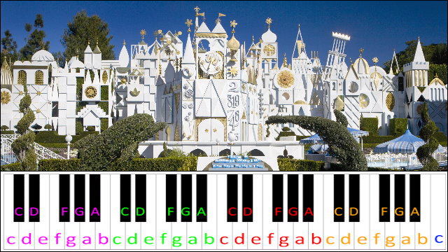 It's a Small World (Disneyland and Walt Disney World's) Piano / Keyboard Easy Letter Notes for Beginners