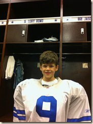 PJ in Romo's jersey