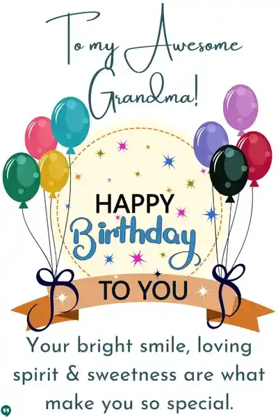 to my awesome grandma happy birthday wishes images with balloons