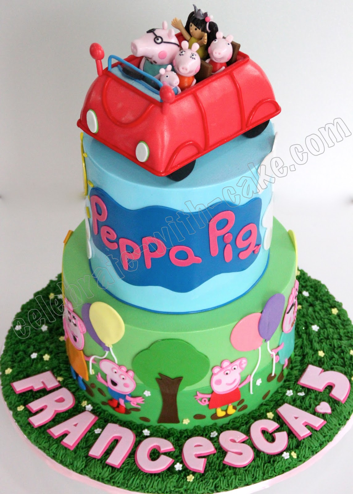 Peppa Pig 2 Tier Cake Celebrate With Cake - roblox piggy birthday cakes